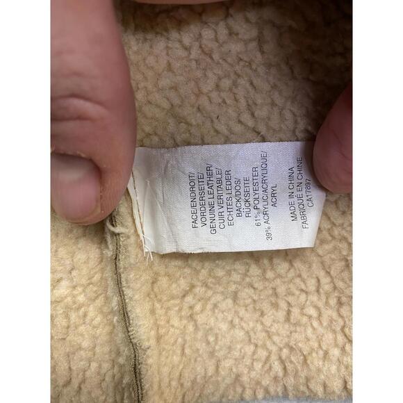 Vintage GAP Women's Brown Leather Suede Faux Shearling Zip-Up Jacket Size M - Picture 6 of 6